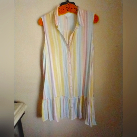 Striped Swing Sleeveless Dress Slide Front Pockets - Picture 13 of 16